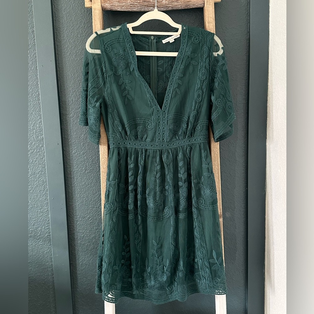 NWT Haute Monde Deep Teal Lace Midi Dress Size Small